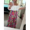 imageHappy Sailed Womens Floral Print Boho Maxi Skirt Elastic High Waist Pleated Ruffle Flowy Long Skirts SXLPrinted Abstract