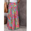 imageHappy Sailed Womens Floral Print Boho Maxi Skirt Elastic High Waist Pleated Ruffle Flowy Long Skirts SXLPrinted Abstract