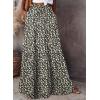 imageHappy Sailed Womens Floral Print Boho Maxi Skirt Elastic High Waist Pleated Ruffle Flowy Long Skirts SXLPrinted Black