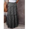 imageHappy Sailed Womens Floral Print Boho Maxi Skirt Elastic High Waist Pleated Ruffle Flowy Long Skirts SXLPrinted Floral Black
