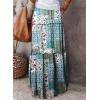 imageHappy Sailed Womens Floral Print Boho Maxi Skirt Elastic High Waist Pleated Ruffle Flowy Long Skirts SXLPrinted Multicolor Green 1
