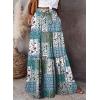 imageHappy Sailed Womens Floral Print Boho Maxi Skirt Elastic High Waist Pleated Ruffle Flowy Long Skirts SXLPrinted Multicolor Green 1