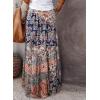 imageHappy Sailed Womens Floral Print Boho Maxi Skirt Elastic High Waist Pleated Ruffle Flowy Long Skirts SXLPrinted Orange Multicolor