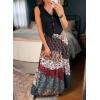 imageHappy Sailed Womens Floral Print Boho Maxi Skirt Elastic High Waist Pleated Ruffle Flowy Long Skirts SXLPrinted Orange Multicolor