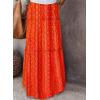 imageHappy Sailed Womens Floral Print Boho Maxi Skirt Elastic High Waist Pleated Ruffle Flowy Long Skirts SXLPrinted Red