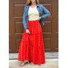 imageHappy Sailed Womens Floral Print Boho Maxi Skirt Elastic High Waist Pleated Ruffle Flowy Long Skirts SXLPrinted Red