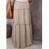 imageHappy Sailed Womens Floral Print Boho Maxi Skirt Elastic High Waist Pleated Ruffle Flowy Long Skirts SXLSolid Apricot Pocket