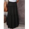 imageHappy Sailed Womens Floral Print Boho Maxi Skirt Elastic High Waist Pleated Ruffle Flowy Long Skirts SXLSolid Black Pocket