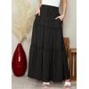 imageHappy Sailed Womens Floral Print Boho Maxi Skirt Elastic High Waist Pleated Ruffle Flowy Long Skirts SXLSolid Black Pocket