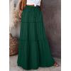 imageHappy Sailed Womens Floral Print Boho Maxi Skirt Elastic High Waist Pleated Ruffle Flowy Long Skirts SXLSolid Blackish Green