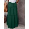 imageHappy Sailed Womens Floral Print Boho Maxi Skirt Elastic High Waist Pleated Ruffle Flowy Long Skirts SXLSolid Blackish Green