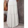 imageHappy Sailed Womens Floral Print Boho Maxi Skirt Elastic High Waist Pleated Ruffle Flowy Long Skirts SXLSolid White Pocket
