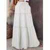 imageHappy Sailed Womens Floral Print Boho Maxi Skirt Elastic High Waist Pleated Ruffle Flowy Long Skirts SXLSolid White Pocket