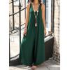 imageHappy Sailed Womens Jumpsuits Loose Overalls Summer Sleeveless Ruched V Neck Flared Wide Leg Pants Rompers with PocketsBlackish Green