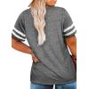 imageHappy Sailed Womens Plus Size Tunic Tops Summer Short Sleeve V Neck Striped Loose Casual Tee Shirt1X5X1 Gray