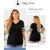 imageHappy Sailed Womens Plus Size Tunic Tops Summer Short Sleeve V Neck Striped Loose Casual Tee Shirt1X5XA Black