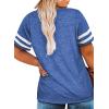 imageHappy Sailed Womens Plus Size Tunic Tops Summer Short Sleeve V Neck Striped Loose Casual Tee Shirt1X5XA Blue