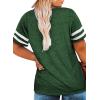 imageHappy Sailed Womens Plus Size Tunic Tops Summer Short Sleeve V Neck Striped Loose Casual Tee Shirt1X5XA Green