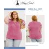 imageHappy Sailed Womens Plus Size Tunic Tops Summer Short Sleeve V Neck Striped Loose Casual Tee Shirt1X5XA Pink