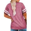 imageHappy Sailed Womens Plus Size Tunic Tops Summer Short Sleeve V Neck Striped Loose Casual Tee Shirt1X5XA Pink