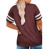 imageHappy Sailed Womens Plus Size Tunic Tops Summer Short Sleeve V Neck Striped Loose Casual Tee Shirt1X5XA Red