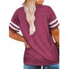 imageHappy Sailed Womens Plus Size Tunic Tops Summer Short Sleeve V Neck Striped Loose Casual Tee Shirt1X5XA Rose