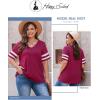 imageHappy Sailed Womens Plus Size Tunic Tops Summer Short Sleeve V Neck Striped Loose Casual Tee Shirt1X5XA Rose