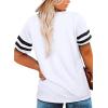 imageHappy Sailed Womens Plus Size Tunic Tops Summer Short Sleeve V Neck Striped Loose Casual Tee Shirt1X5XA White