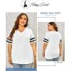 imageHappy Sailed Womens Plus Size Tunic Tops Summer Short Sleeve V Neck Striped Loose Casual Tee Shirt1X5XA White