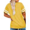 imageHappy Sailed Womens Plus Size Tunic Tops Summer Short Sleeve V Neck Striped Loose Casual Tee Shirt1X5XA Yellow