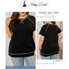 imageHappy Sailed Womens Plus Size Tunic Tops Summer Short Sleeve V Neck Striped Loose Casual Tee Shirt1X5XB Black