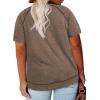 imageHappy Sailed Womens Plus Size Tunic Tops Summer Short Sleeve V Neck Striped Loose Casual Tee Shirt1X5XB Brown