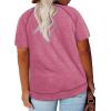 imageHappy Sailed Womens Plus Size Tunic Tops Summer Short Sleeve V Neck Striped Loose Casual Tee Shirt1X5XB Pink
