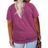 imageHappy Sailed Womens Plus Size Tunic Tops Summer Short Sleeve V Neck Striped Loose Casual Tee Shirt1X5XB Purple