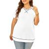 imageHappy Sailed Womens Plus Size Tunic Tops Summer Short Sleeve V Neck Striped Loose Casual Tee Shirt1X5XB White