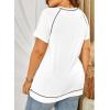 imageHappy Sailed Womens Plus Size Tunic Tops Summer Short Sleeve V Neck Striped Loose Casual Tee Shirt1X5XB White
