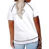 imageHappy Sailed Womens Plus Size Tunic Tops Summer Short Sleeve V Neck Striped Loose Casual Tee Shirt1X5XB White