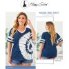 imageHappy Sailed Womens Plus Size Tunic Tops Summer Short Sleeve V Neck Striped Loose Casual Tee Shirt1X5XC Blue
