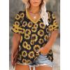 imageHappy Sailed Womens Plus Size Tunic Tops Summer Short Sleeve V Neck Striped Loose Casual Tee Shirt1X5XC Yellow