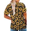 imageHappy Sailed Womens Plus Size Tunic Tops Summer Short Sleeve V Neck Striped Loose Casual Tee Shirt1X5XC Yellow