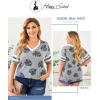 imageHappy Sailed Womens Plus Size Tunic Tops Summer Short Sleeve V Neck Striped Loose Casual Tee Shirt1X5XC1 Gray