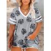 imageHappy Sailed Womens Plus Size Tunic Tops Summer Short Sleeve V Neck Striped Loose Casual Tee Shirt1X5XC1 Gray