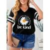 imageHappy Sailed Womens Plus Size Tunic Tops Summer Short Sleeve V Neck Striped Loose Casual Tee Shirt1X5XD Black 302
