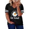 imageHappy Sailed Womens Plus Size Tunic Tops Summer Short Sleeve V Neck Striped Loose Casual Tee Shirt1X5XD Black 302