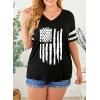 imageHappy Sailed Womens Plus Size Tunic Tops Summer Short Sleeve V Neck Striped Loose Casual Tee Shirt1X5XD Black 402