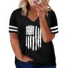 imageHappy Sailed Womens Plus Size Tunic Tops Summer Short Sleeve V Neck Striped Loose Casual Tee Shirt1X5XD Black 402