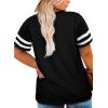 imageHappy Sailed Womens Plus Size Tunic Tops Summer Short Sleeve V Neck Striped Loose Casual Tee Shirt1X5XD Black 402