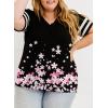 imageHappy Sailed Womens Plus Size Tunic Tops Summer Short Sleeve V Neck Striped Loose Casual Tee Shirt1X5XD Black 602