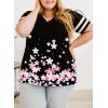 imageHappy Sailed Womens Plus Size Tunic Tops Summer Short Sleeve V Neck Striped Loose Casual Tee Shirt1X5XD Black 602