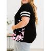 imageHappy Sailed Womens Plus Size Tunic Tops Summer Short Sleeve V Neck Striped Loose Casual Tee Shirt1X5XD Black 602